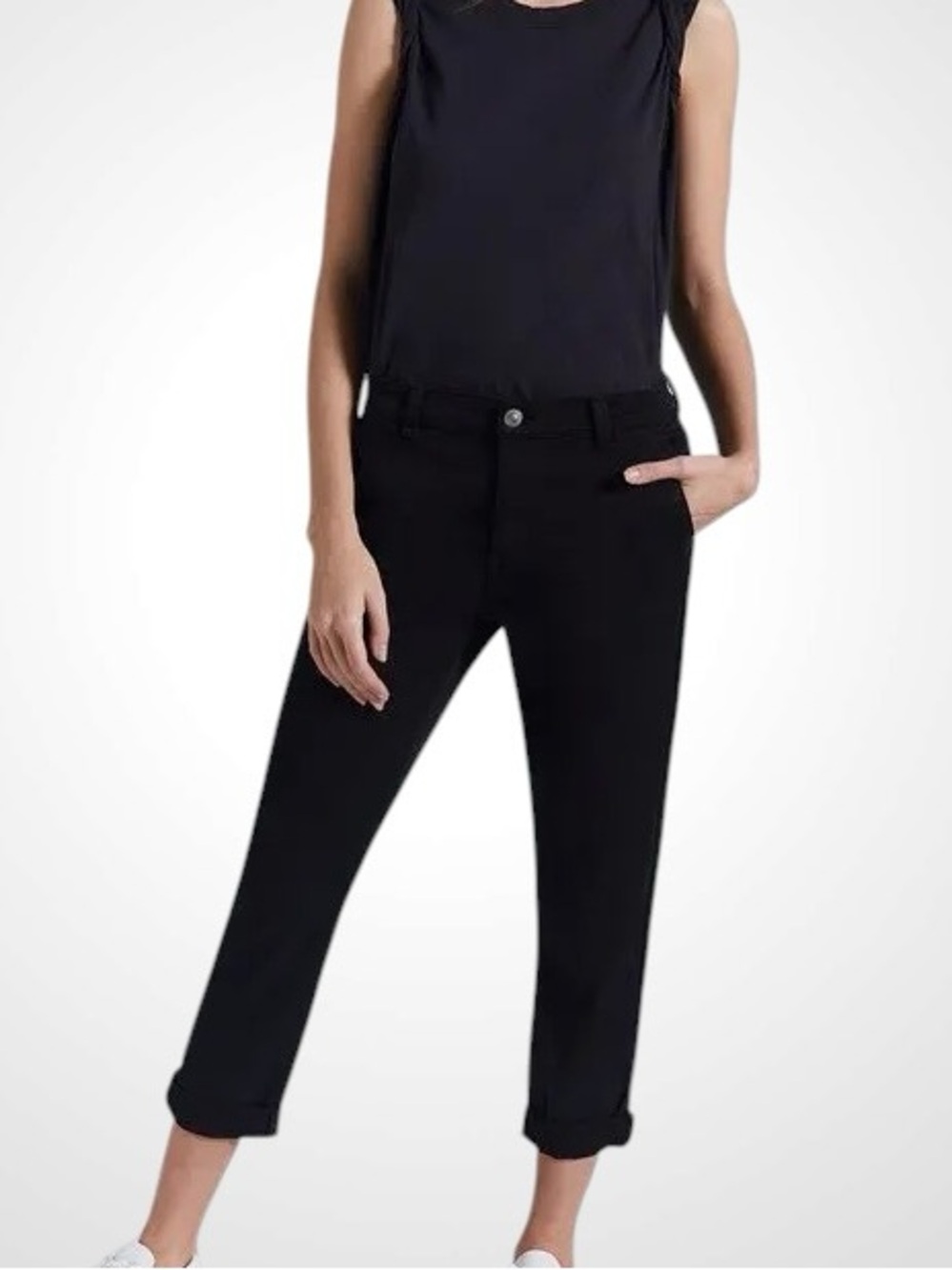Current/Elliott The Confidant Women’s Black Cropped Straight-Leg Pants NWT 28 - Picture 2 of 12